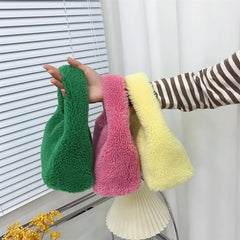 Furry Women Chain Shoulder Bag Plush Small Tote Purse Handbags