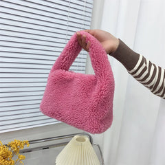Furry Women Chain Shoulder Bag Plush Small Tote Purse Handbags