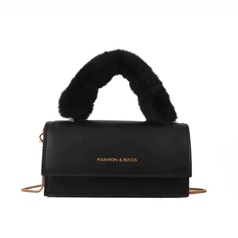 Furry Women Handbag Ladies Shoulder Crossbody Bag High End PU Chain