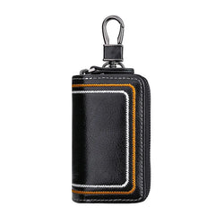 Leather Key Wallets Men Car Key Holders Top Double Zipper Keychain Case Women