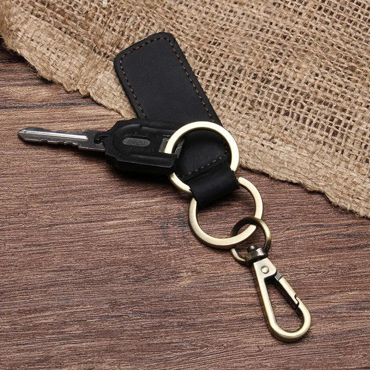 Leather Retro Purse Keychain Car Key Ring Holder Wallet Real Cowhide Keys Clip
