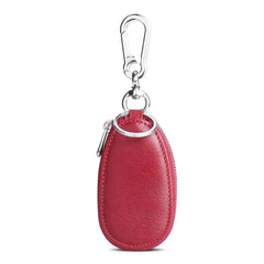 Leather Unisex Car Key Wallet Double Zipper Keychain Holder