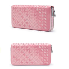 Leather Weave Clutch Bag Long Wallet Lady Cow Leather Women Business Money Bags