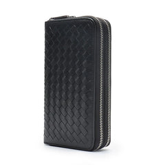 Leather Weave Clutch Bag Long Wallet Lady Cow Leather Women Business Money Bags