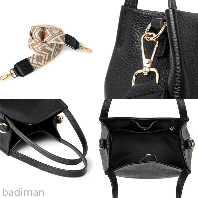 Leather Women Totes Shoulder Bags Cowhide Handbags Small Messenger Sac