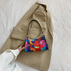 Geometric Hit Underarm Bags Leather Women Casual Handbag