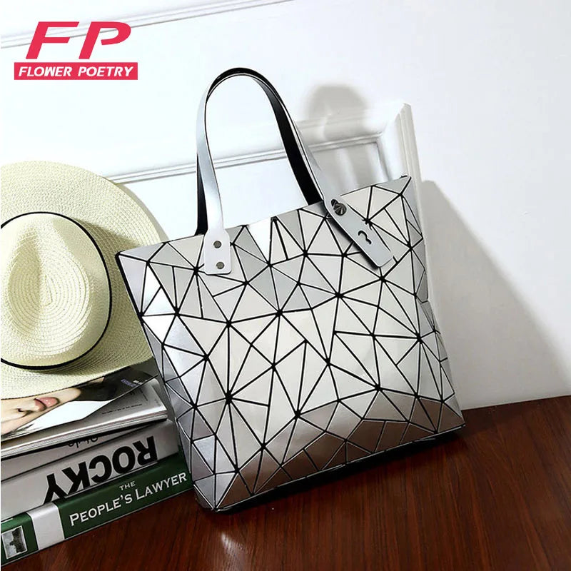 Geometric Women Shoulder Bags Female Folded Plaid Crossbody Messenger Bag