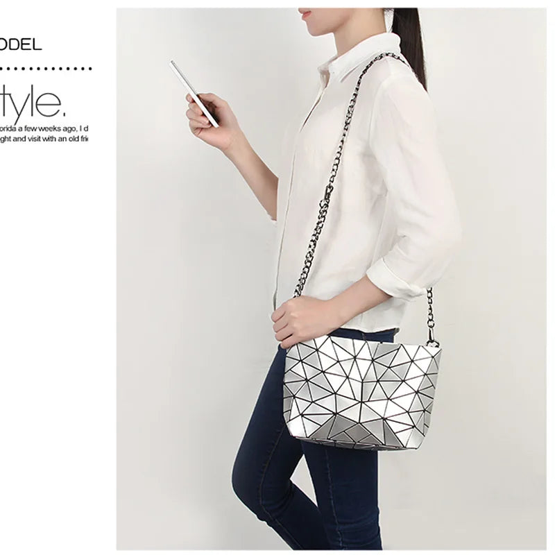 Geometric Women Shoulder Bags Female Folded Plaid Crossbody Messenger Bag