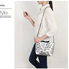 Geometric Women Shoulder Bags Female Folded Plaid Crossbody Messenger Bag