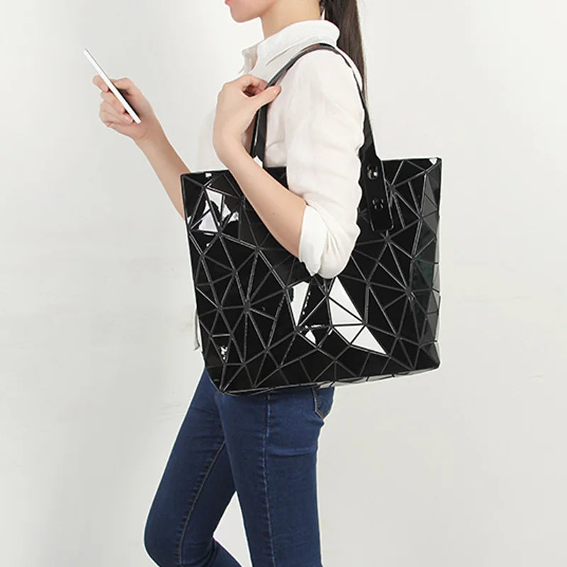 Geometric Women Shoulder Bags Female Folded Plaid Crossbody Messenger Bag