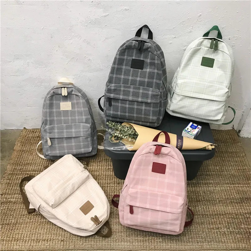 Striped Backpack for Teenage Girls School Book Bag Rucksack