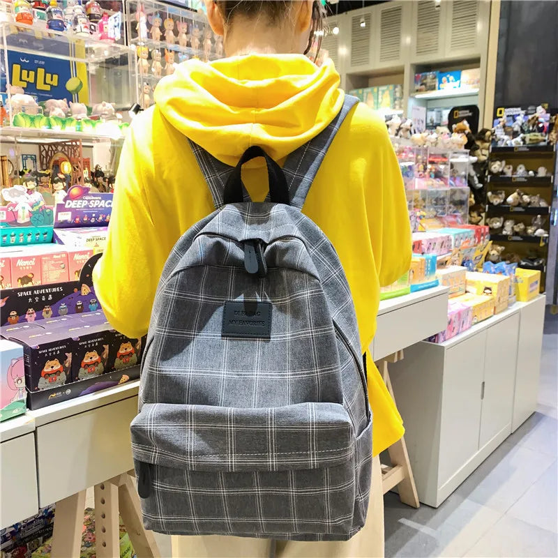 Striped Backpack for Teenage Girls School Book Bag Rucksack