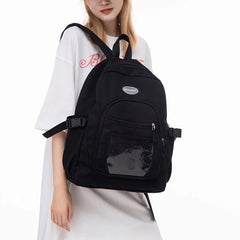 Striped School Bag for Girls, Casual Women Backpack, Travel Shoulder Rucksack
