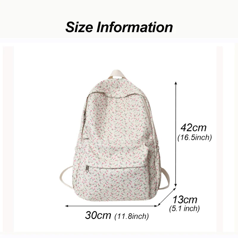 Striped Backpack for Teenage Girls School College Travel Shoulder Bag