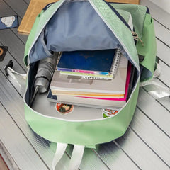 Striped School Bag for Girls, Casual Women Backpack, Travel Shoulder Rucksack