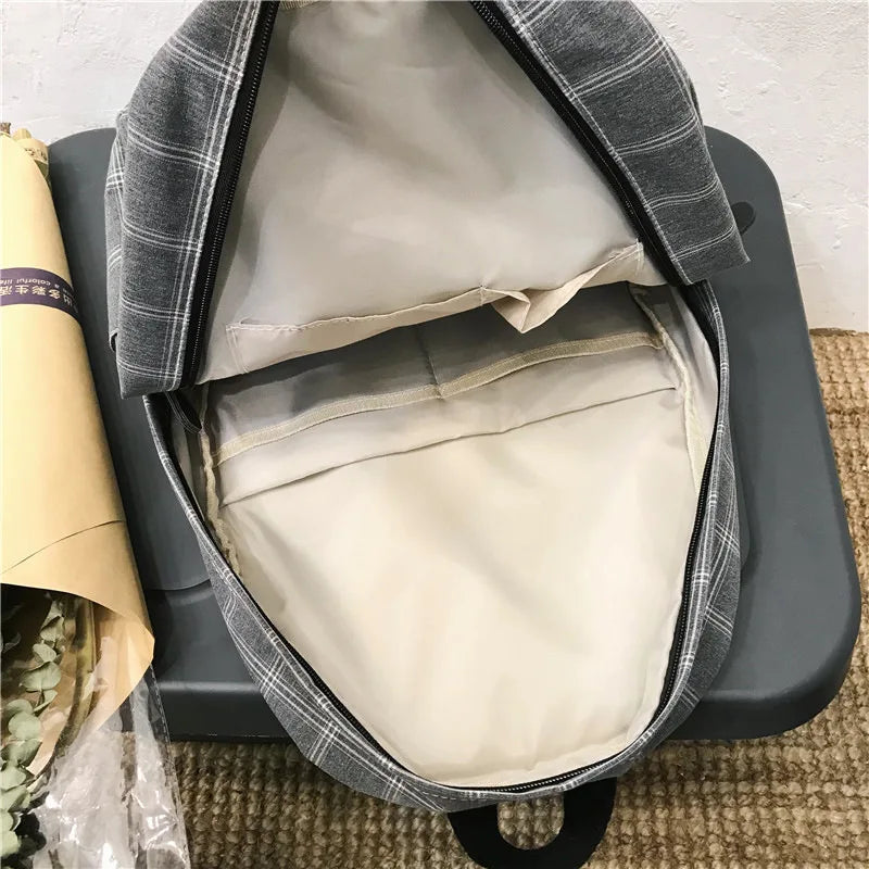 Striped Backpack for Teenage Girls School Book Bag Rucksack