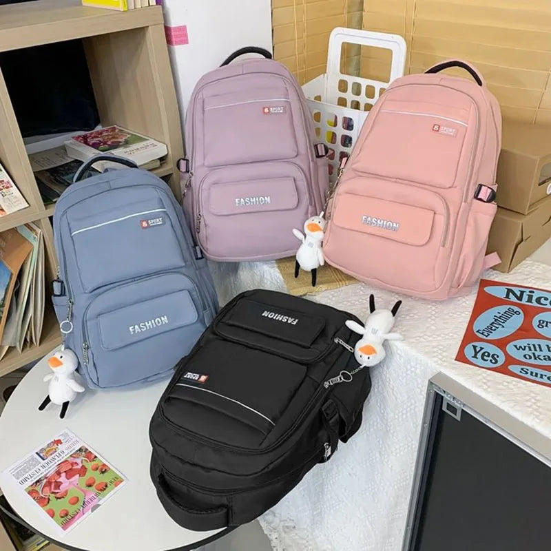 Striped Backpack for Girls Large Capacity Book Bag