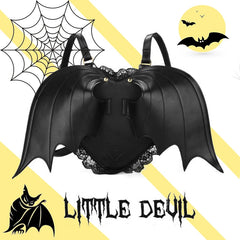 Girl Gothic Backpacks Bat Heart Backpack Lace Material Halloween