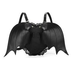 Girl Gothic Backpacks Bat Heart Backpack Lace Material Halloween