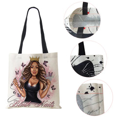 Girl Lady Print Tote Shoulder Bag Reusable Shopping Travel School Beach Bags