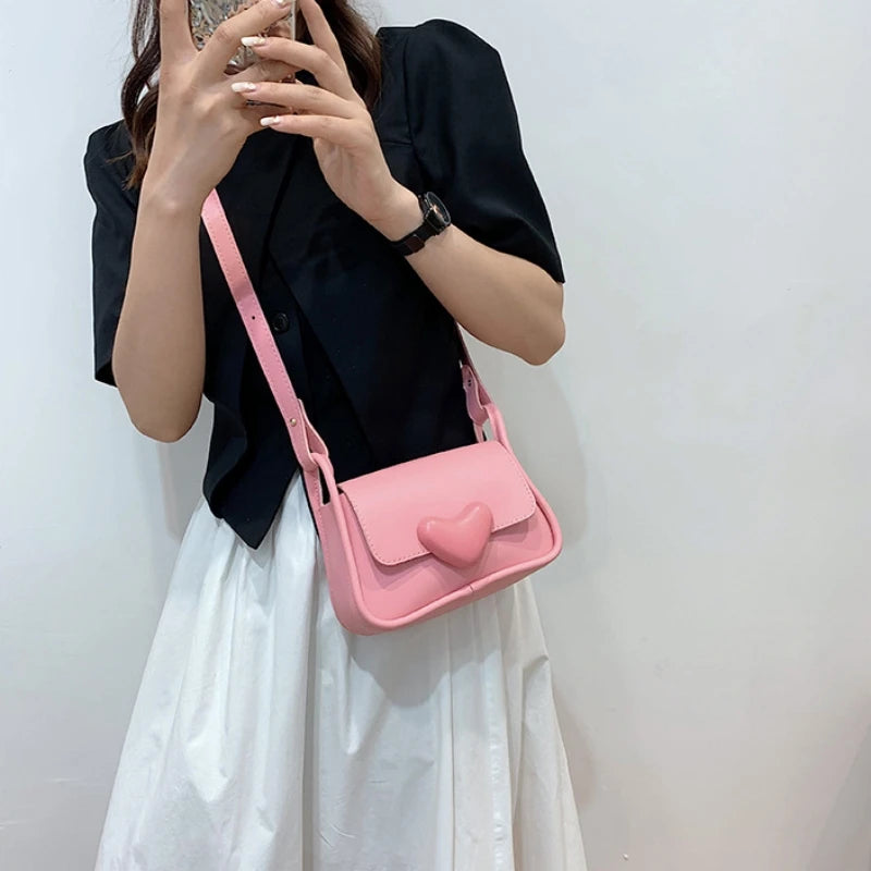 Girl One Shoulder Bag Small Square Bags Female Summer High PU Crossbody Bag