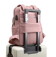 Gray Girl Schoolbag Laptop Backpack for Teenage Girls