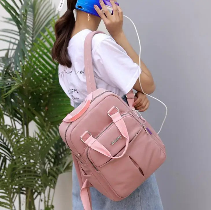 Gray Girl Schoolbag Laptop Backpack for Teenage Girls