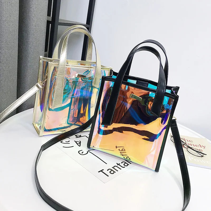 Girl's One Shoulder Transparent Handbag - Colorful Summer Jelly Bag