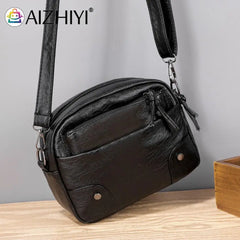 Soft Leather Crossbody Bag for Girls Women Shoulder Handbag Multi-pocket Totes
