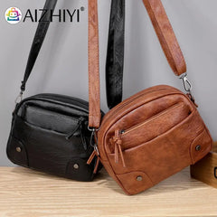 Soft Leather Crossbody Bag for Girls Women Shoulder Handbag Multi-pocket Totes