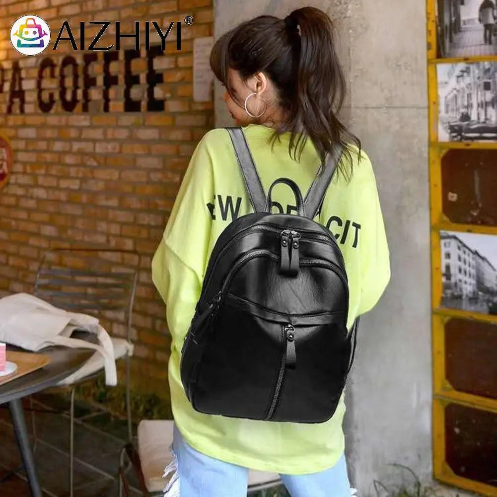 Women PU Leather Shoulder Bag Backpack Large Capacity Handbags