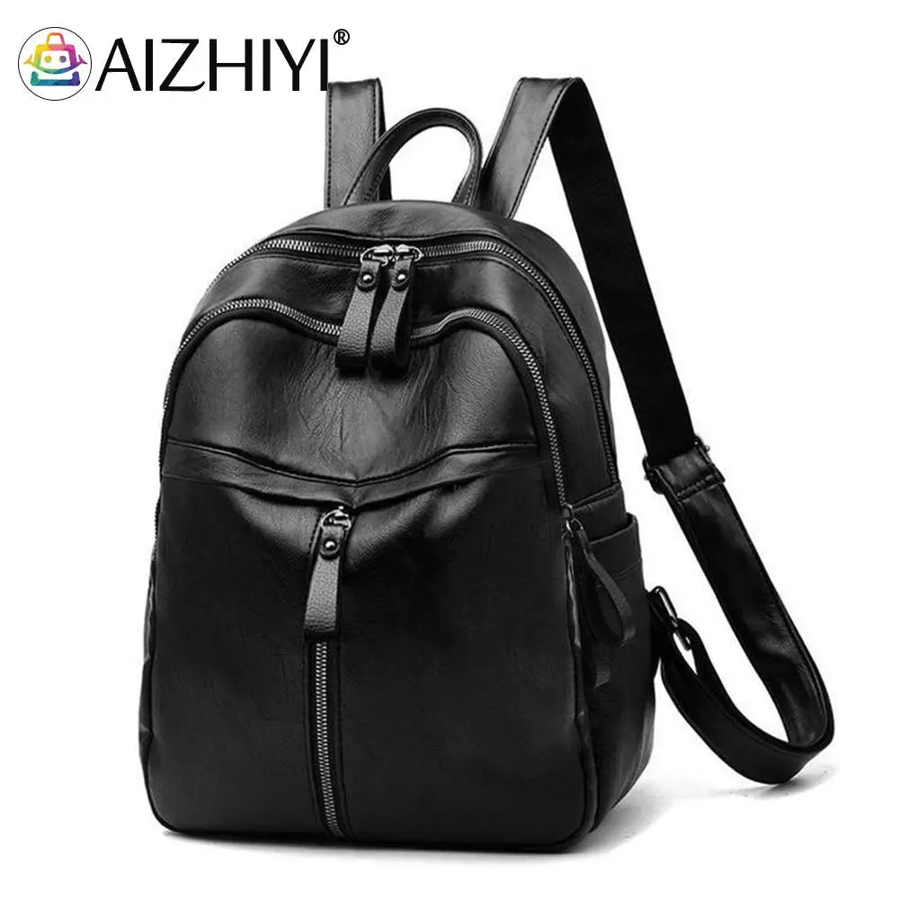 Women PU Leather Shoulder Bag Backpack Large Capacity Handbags