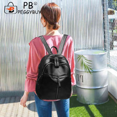 Women PU Leather Shoulder Bag Backpack Travel Schoolbags