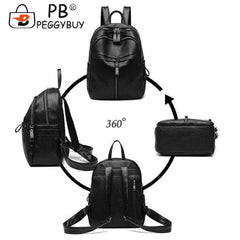 Women PU Leather Shoulder Bag Backpack Travel Schoolbags
