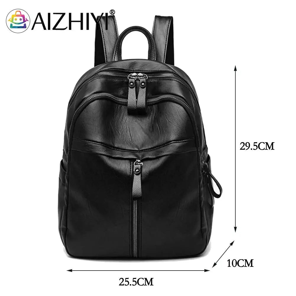 Women PU Leather Shoulder Bag Backpack Large Capacity Handbags