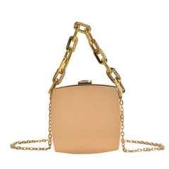 Silver PVC Box Shoulder Bag Chain Crossbody Mini Purse