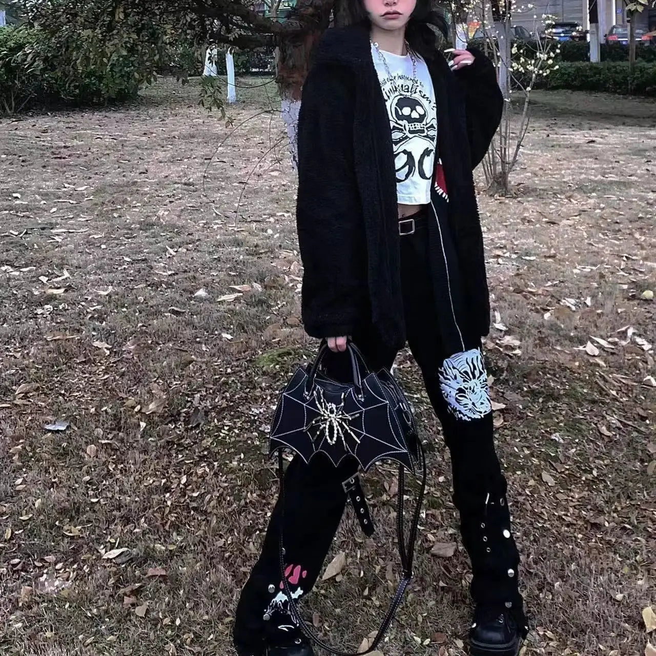 Goth Punk Hot Girls Shoulder Crossbody Bag Y2k Top-handle Purse