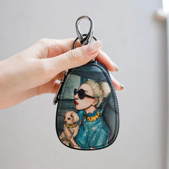 Graffiti Women Girls Key Bag PU Leather Key Wallets Housekeepers Car Key Holder