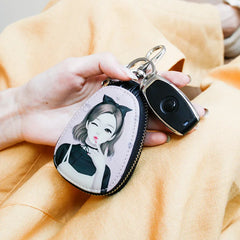 Graffiti Women Girls Key Bag PU Leather Key Wallets Housekeepers Car Key Holder