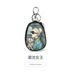 Graffiti Women Girls Key Bag PU Leather Key Wallets Housekeepers Car Key Holder
