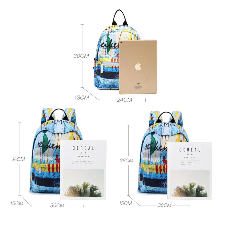 Multicolor Women PVC Backpack School Bags for Teenage Girls
