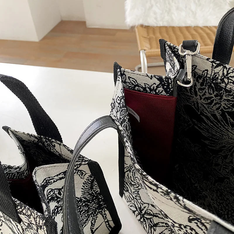 Graffiti Canvas Tote Bag Square Shoulder Messenger Large Mommy Handbags