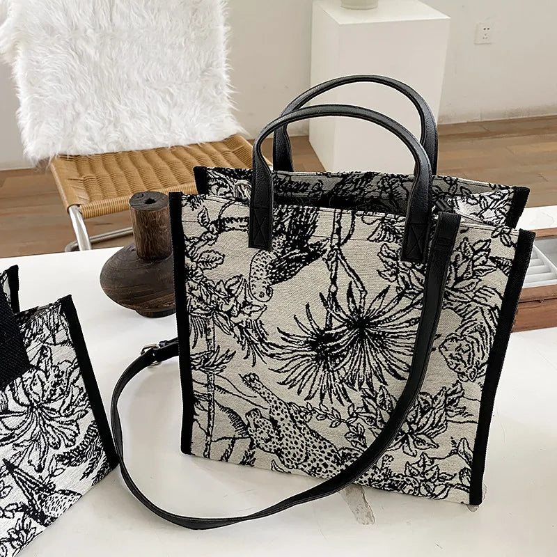 Graffiti Canvas Tote Bag Square Shoulder Messenger Large Mommy Handbags