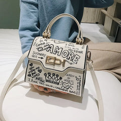 Graffiti Women Handbags PU Leather Small Flap Bag Crossbody Bags
