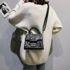 Graffiti Women Handbags PU Leather Small Flap Bag Crossbody Bags