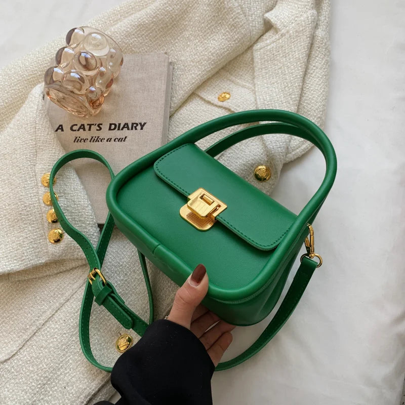 Green Shoulder Bag Women Pu Leather Crossbody Small Flap Messenger All Match