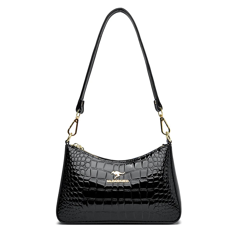 Half Moon Shoulder Bags for Women Handbag Patent Leather Armpit Bag