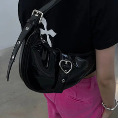 Half Moon Women's Underarm Bag Pu Leather Ladies Zipper Hobos Purse Handbags