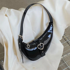 Half Moon Women's Underarm Bag Pu Leather Ladies Zipper Hobos Purse Handbags