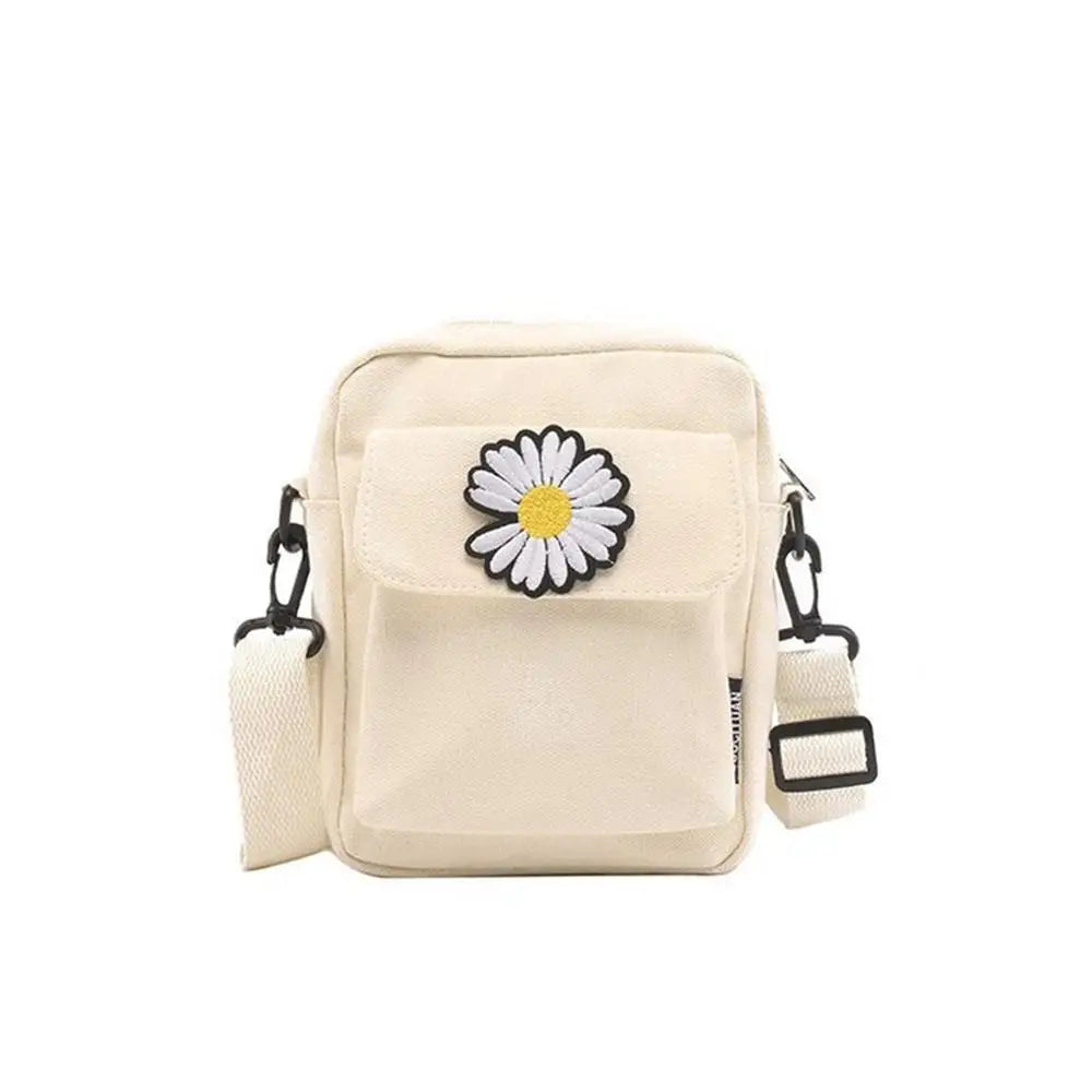 Women Mini Canvas Shoulder Bag Ladies Daisy Small Handbag Totes